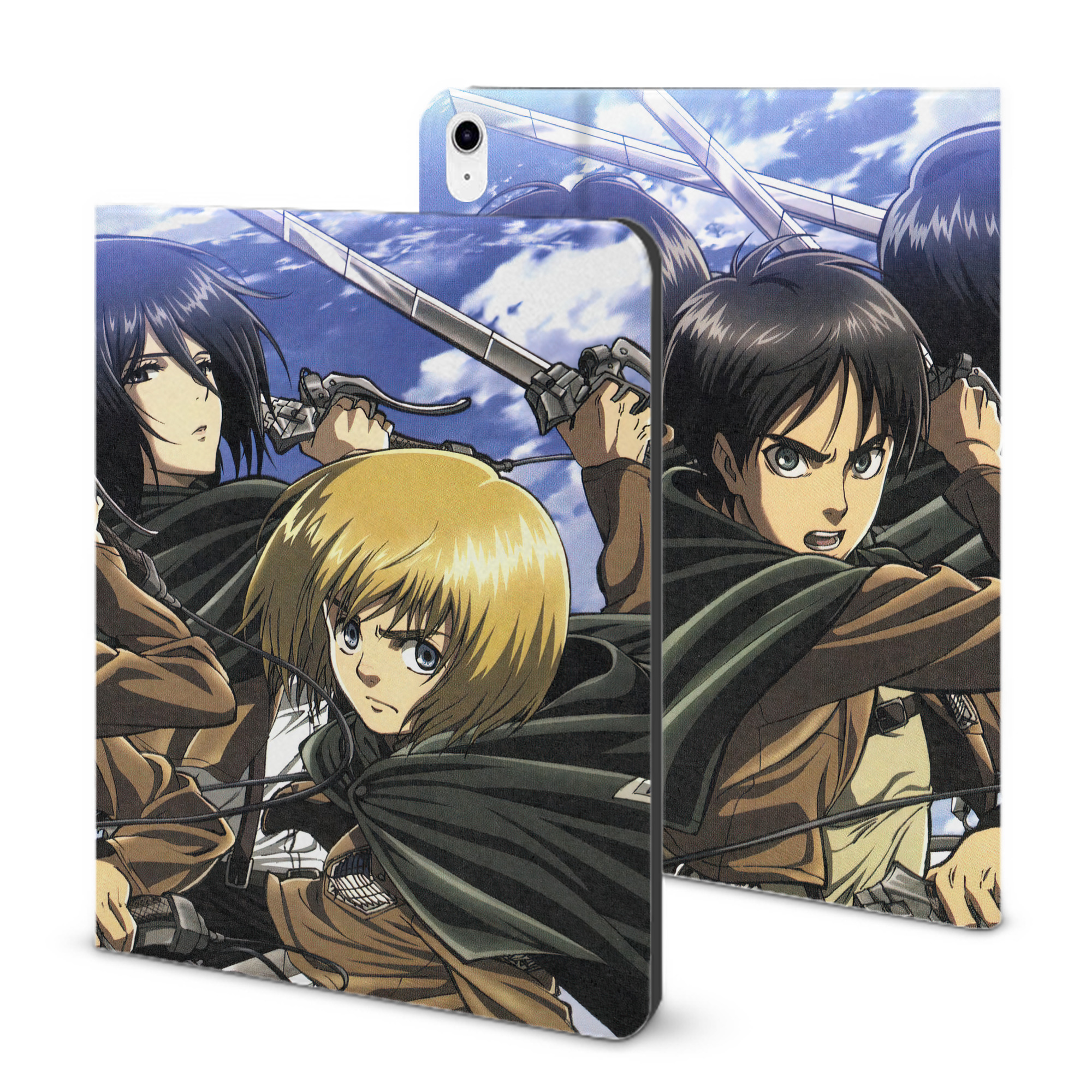 （画像用） 進撃の巨人 Attack on Titan IPad ケース ブック型 PUレザー TPU 耐衝撃 軽量 薄型 ペン収納なし 全面保護 IPad 各モデル対応